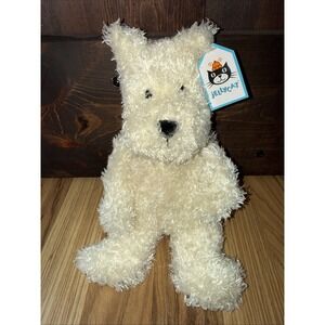 Jellycat Bunglie Westie Plush Medium Cream Dog Retired Plaid Collar NWT